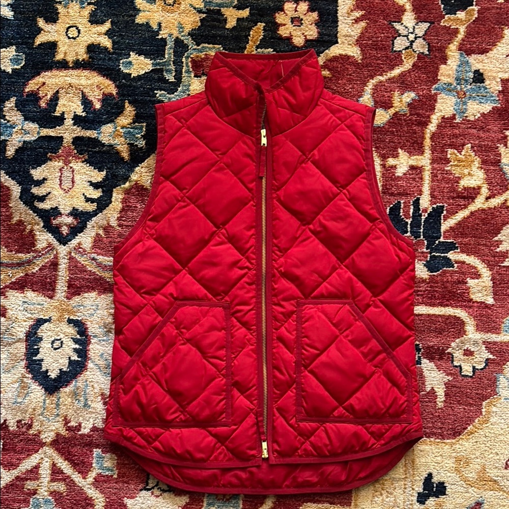 J. Crew Red Quilted Vest